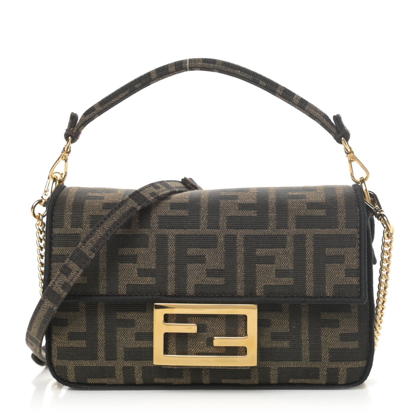Fabric Jacquard FF 1974 Mini Baguette Tobacco Moro Black