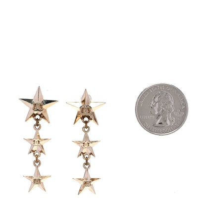 Chanel Metal CC Triple Star Drop Earrings Gold 2 of 4