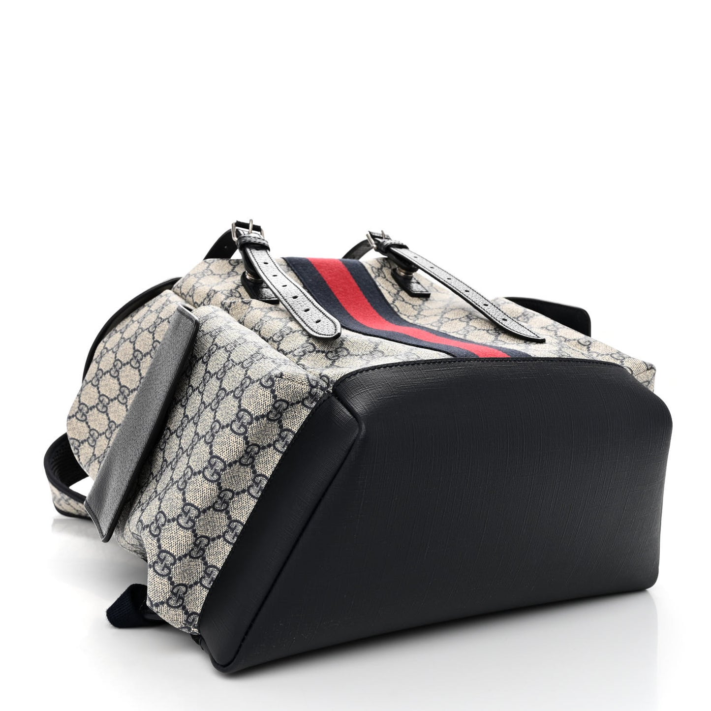 GG Supreme Monogram Medium Ophidia Double Buckle Backpack Beige Blue Black