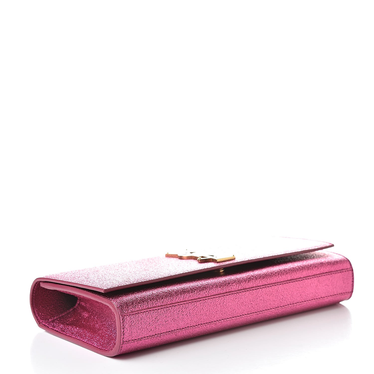 Saint Laurent Metallic Calfskin Monogram Cassandre Clutch Fuchsia 4 of 9