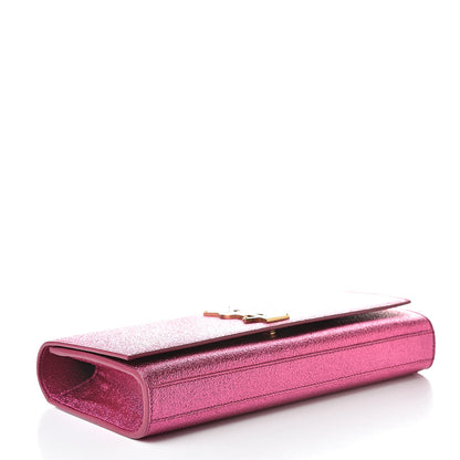 Saint Laurent Metallic Calfskin Monogram Cassandre Clutch Fuchsia 4 of 9