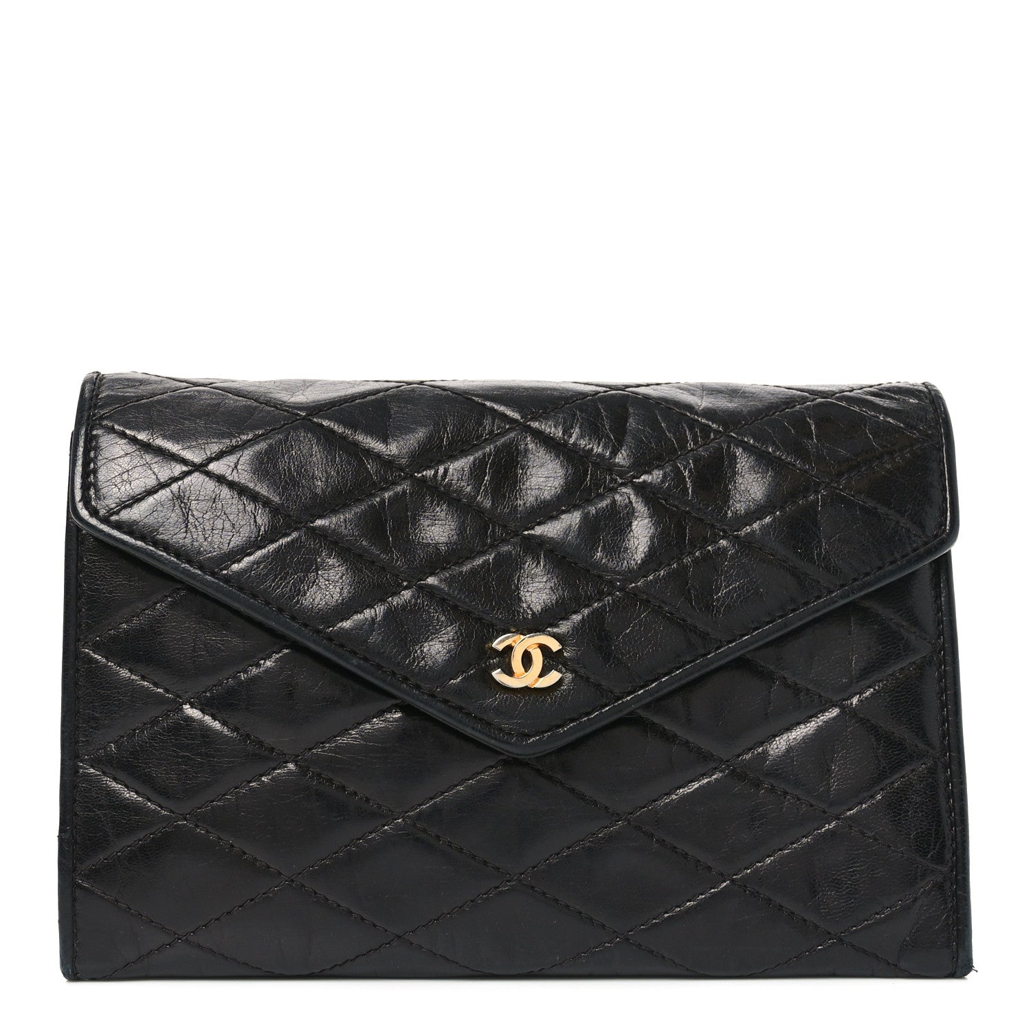 Chanel Lambskin Quilted Flap Pouch Black 1 of 8