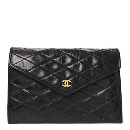 Chanel Lambskin Quilted Flap Pouch Black 1 of 8