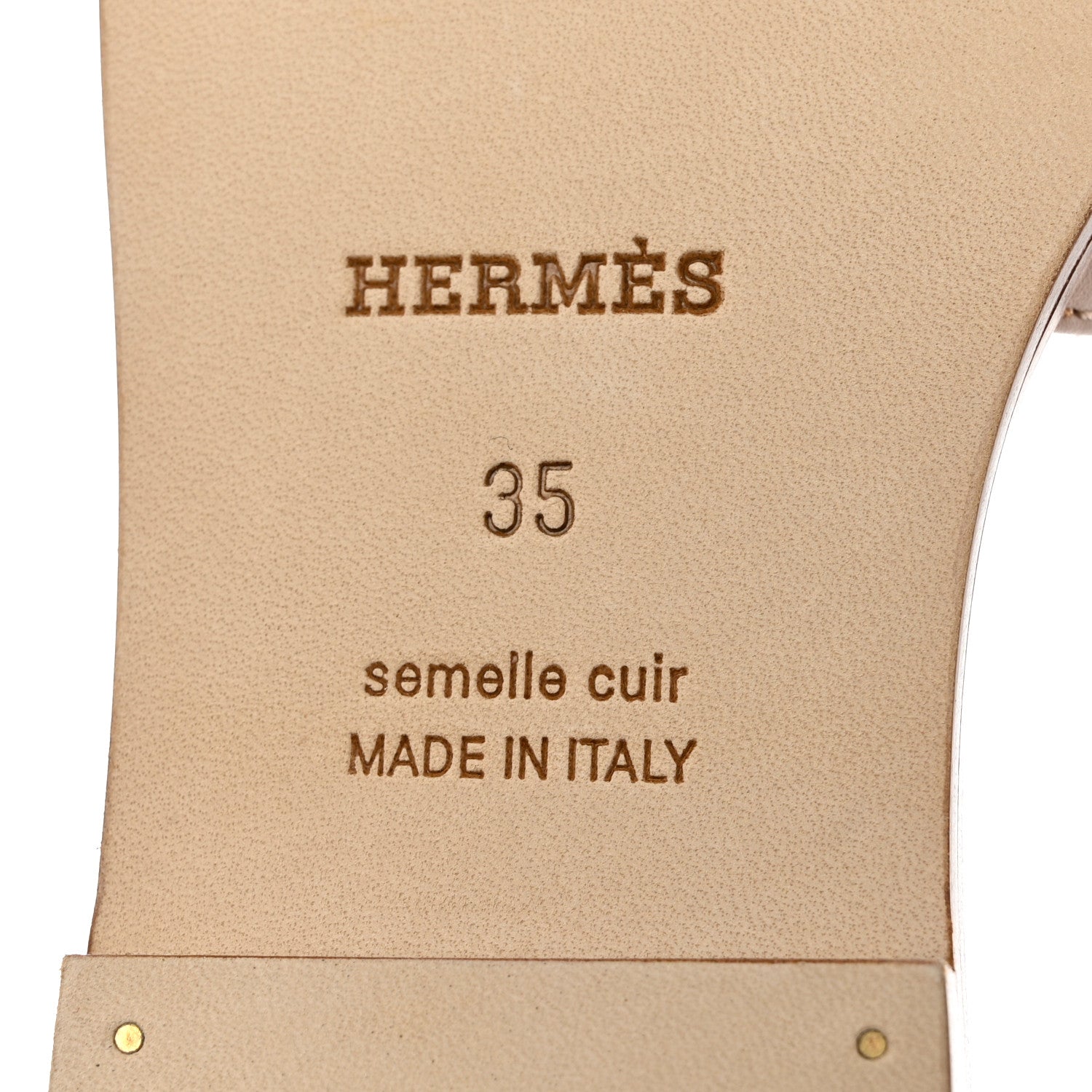 Hermes Box Calfskin Oran Sandals 35 Beige Nude 8 of 9