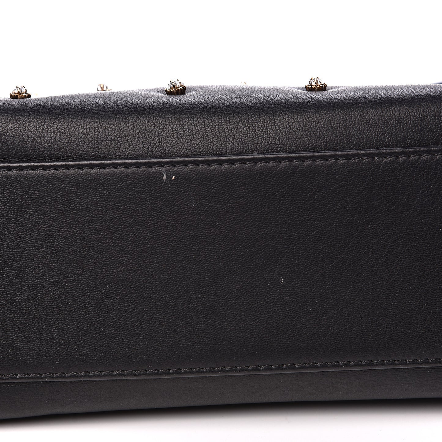 Nappa Crystal Star Embroidered XS Peekaboo Iconic Satchel Black