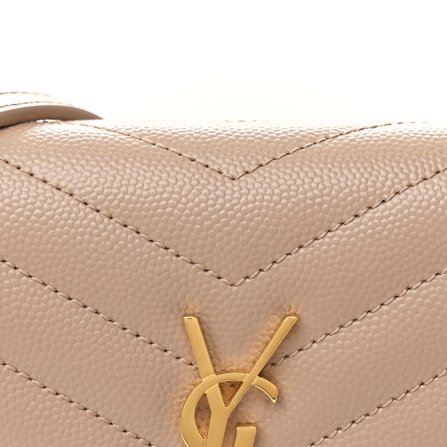 Grain De Poudre Matelasse Chevron Monogram Envelope Chain Wallet Dark Beige