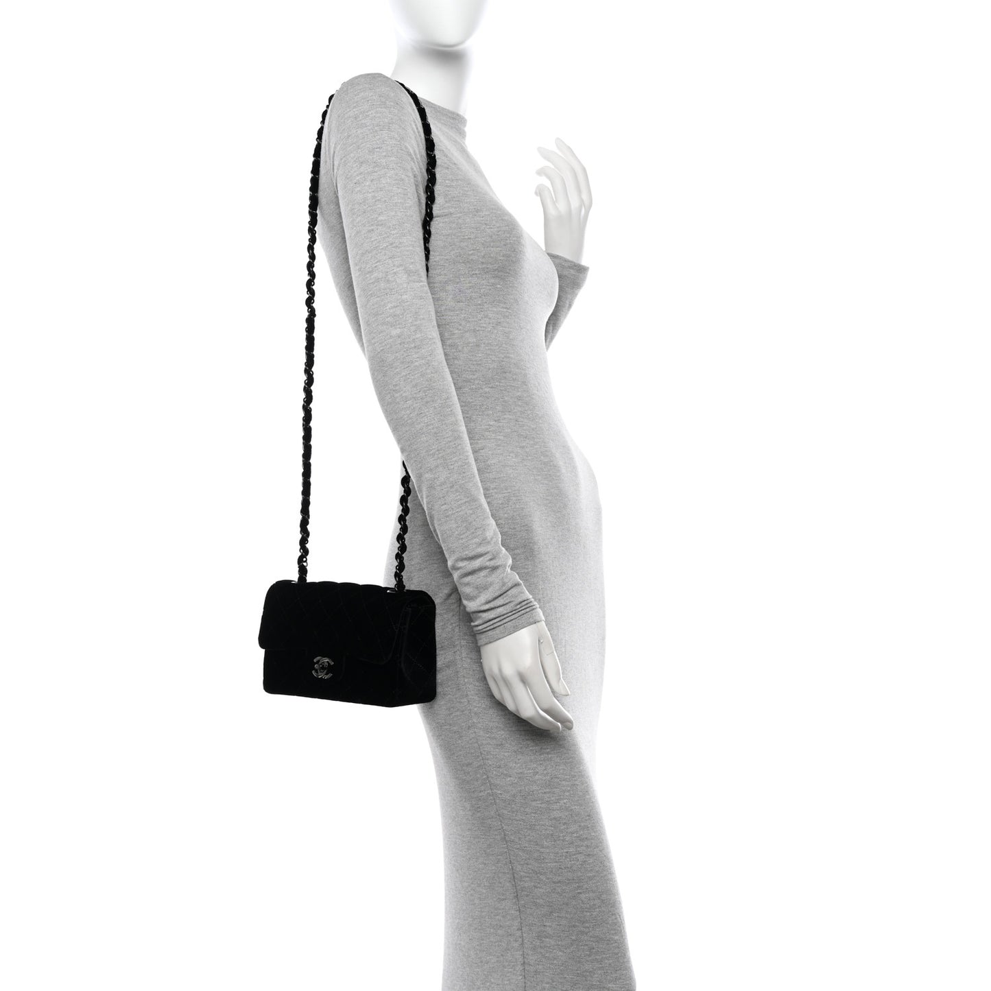 Velvet Quilted Mini Rectangular Flap So Black