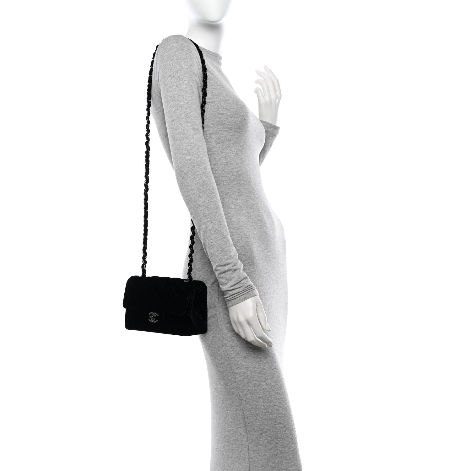 Chanel Velvet Quilted Mini Rectangular Flap So Black 2 of 13