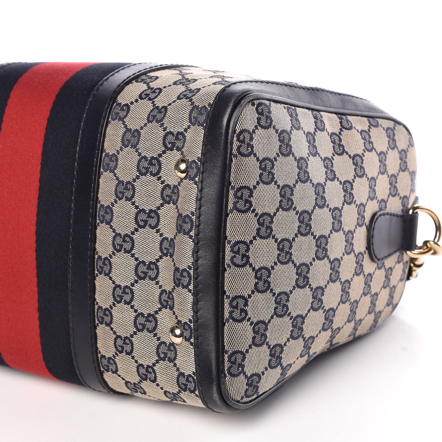 Monogram Selleria Calfskin Vintage Web Medium Boston Beige Blue