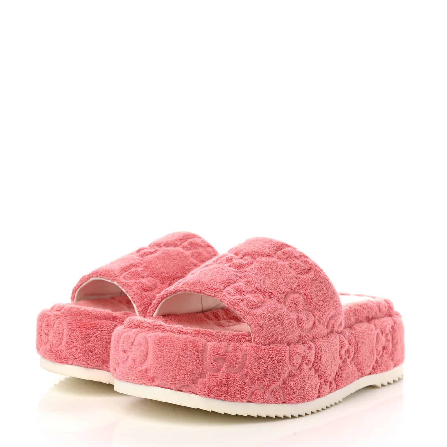 Terry Cloth GG Monogram Angelina Platform 55mm Slide Sandals 37.5 Wild Rose