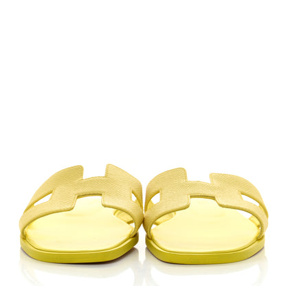 Hermes Epsom Oran Sandals 37.5 Jaune Pollen 2 of 8