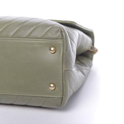 Chanel Calfskin Lizard Chevron Quilted Medium Coco Handle Flap Green 9 of 13