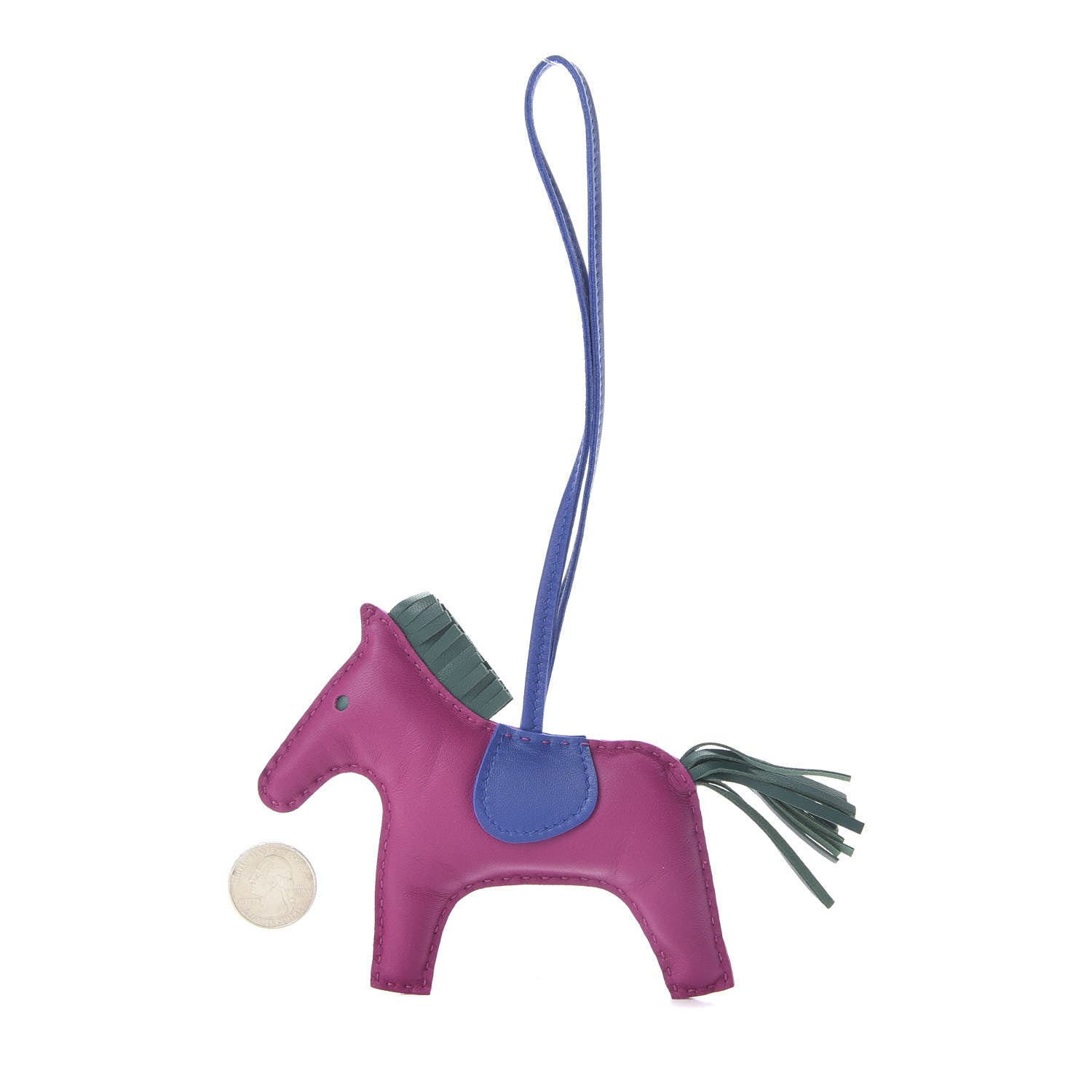 Hermes Milo Lambskin Grigri Rodeo Horse Bag Charm MM Rose Pourpre Malachite Bleu Electrique 2 of 5