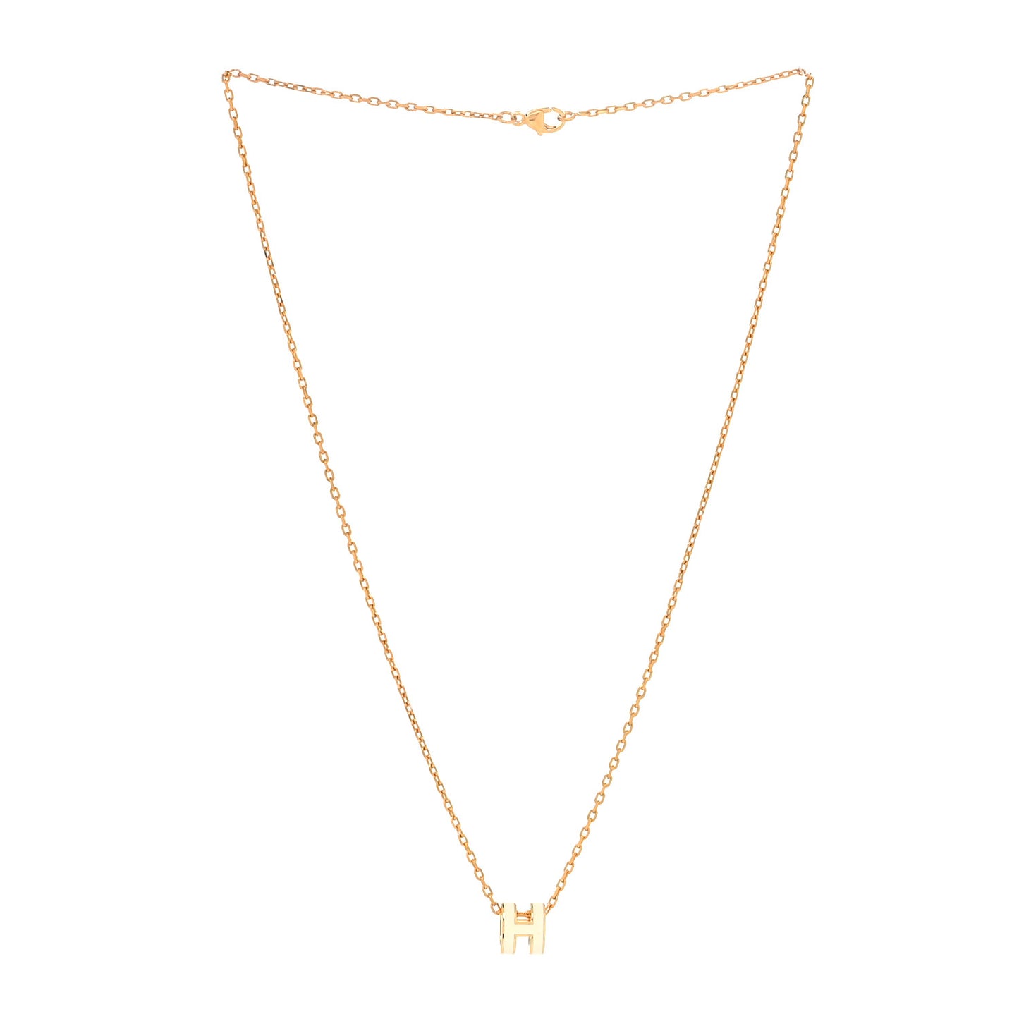 Lacquered Gold Mini Pop H Pendant Necklace White