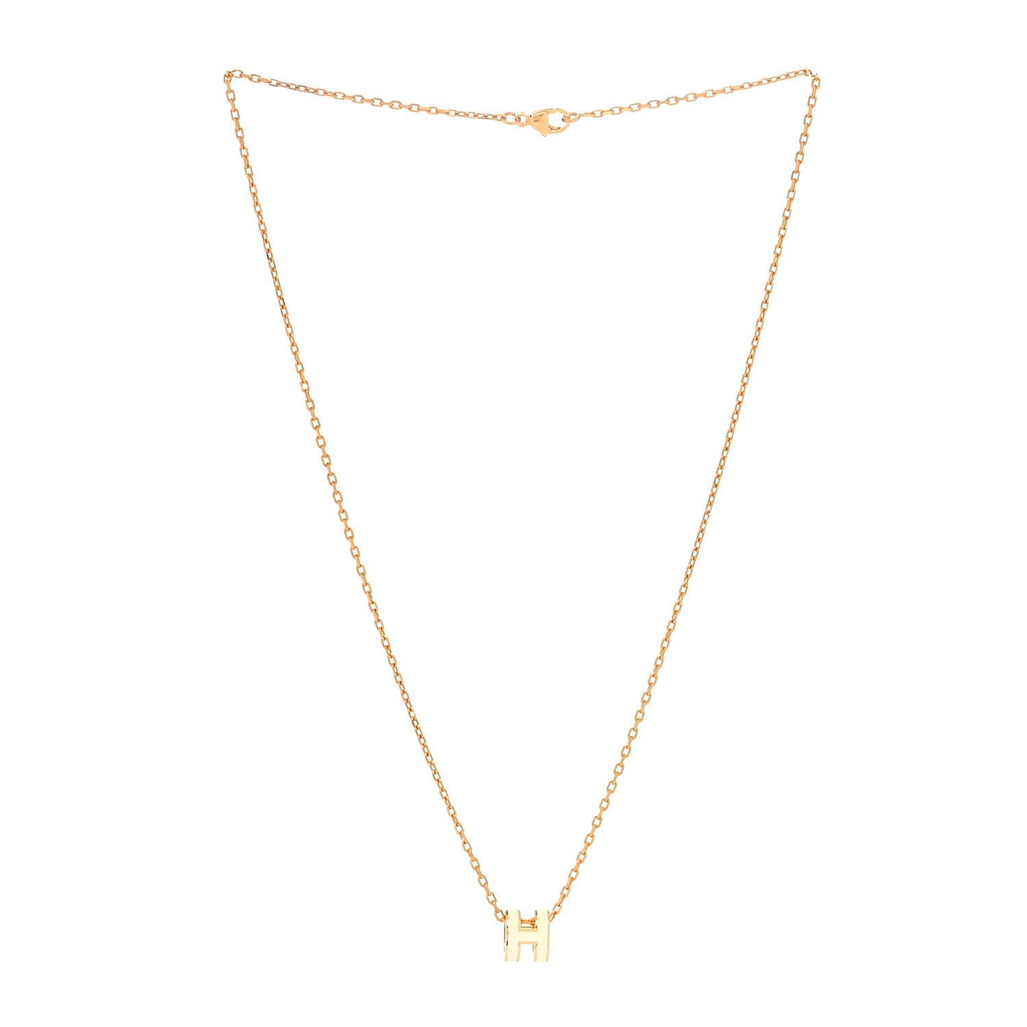 Hermes Lacquered Gold Mini Pop H Pendant Necklace White 3 of 5