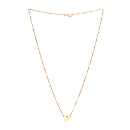Hermes Lacquered Gold Mini Pop H Pendant Necklace White 3 of 5