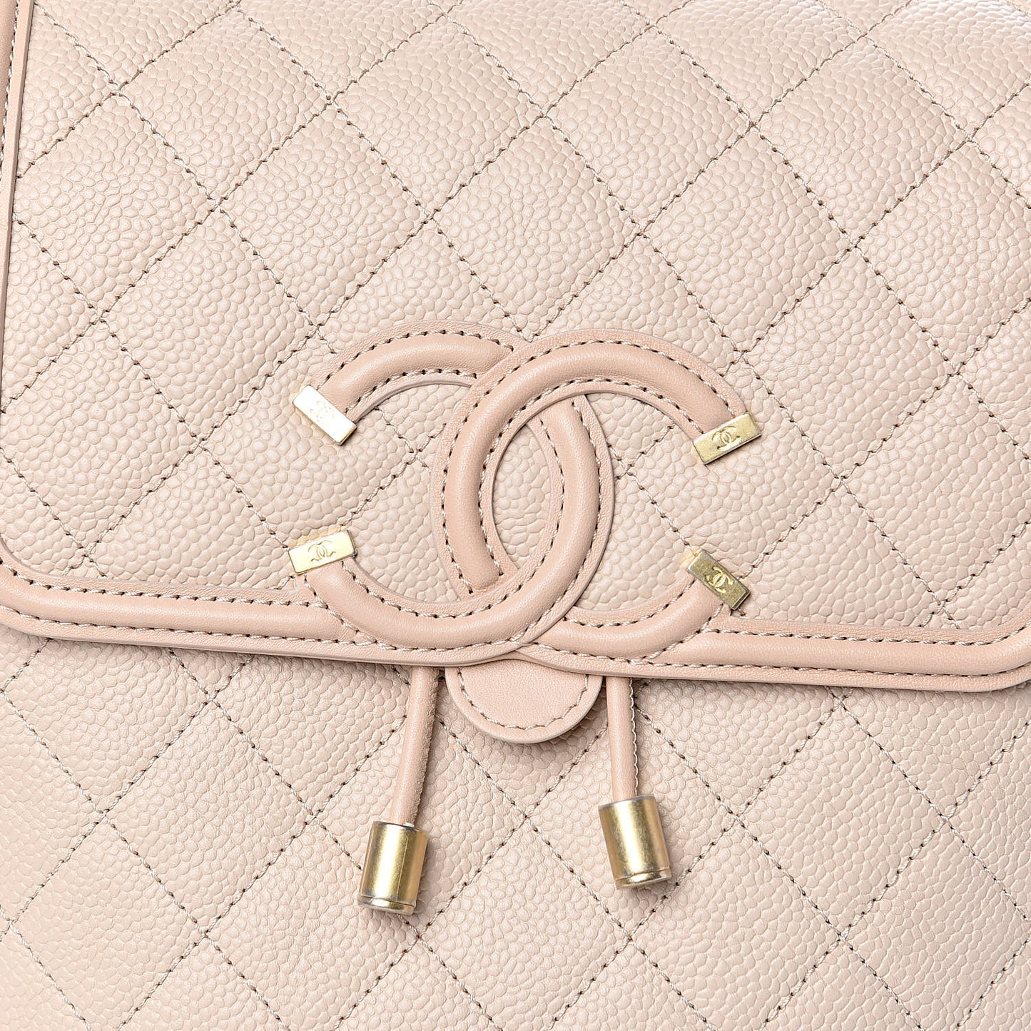 Caviar Quilted Filigree Backpack Beige