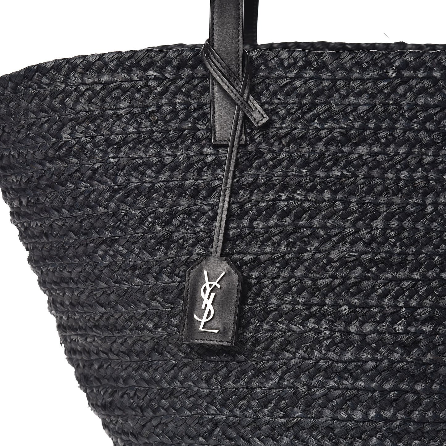 Raffia Medium Panier Bag Black