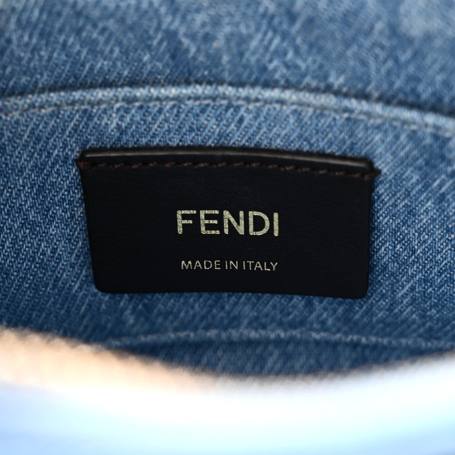 Fendi Denim Vitello King Plexiglass Logo Embroidered Mini By The Way Top Handle Boston Bag Denim Cuoio 6 of 10