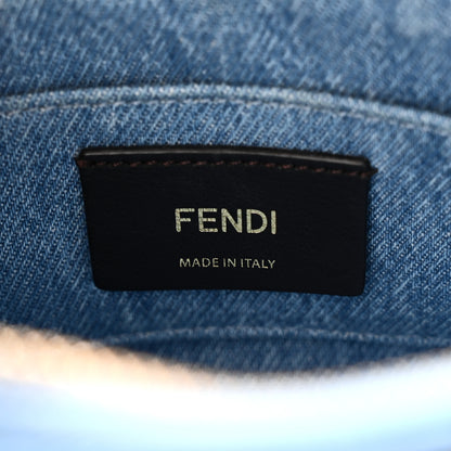 Fendi Denim Vitello King Plexiglass Logo Embroidered Mini By The Way Top Handle Boston Bag Denim Cuoio 6 of 10