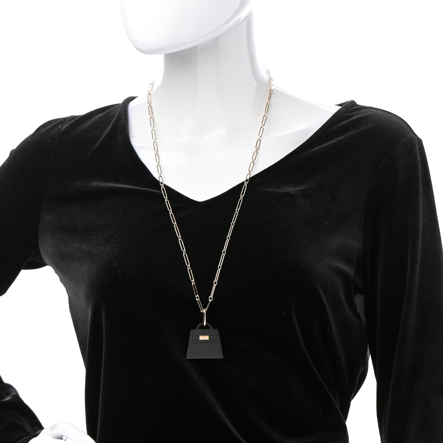 Hermes Permabrass Buffalo Horn Large Amulette Kelly Pendant Necklace 2 of 6