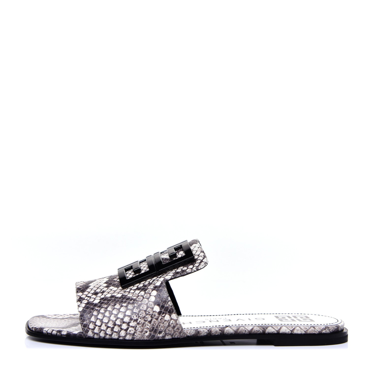 Givenchy Calfskin Python Print 4G Flat Sandals 38 Stone Grey 1 of 11