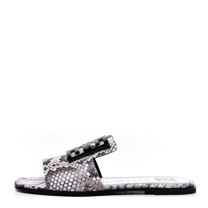 Givenchy Calfskin Python Print 4G Flat Sandals 38 Stone Grey 1 of 11