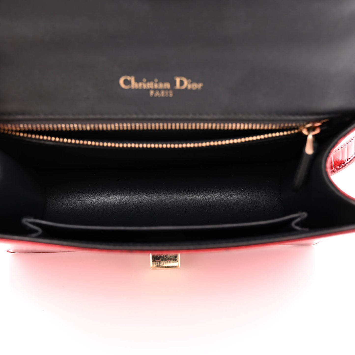 Metallic Patent Micro-Cannage Small Diorama Flap Bag Red