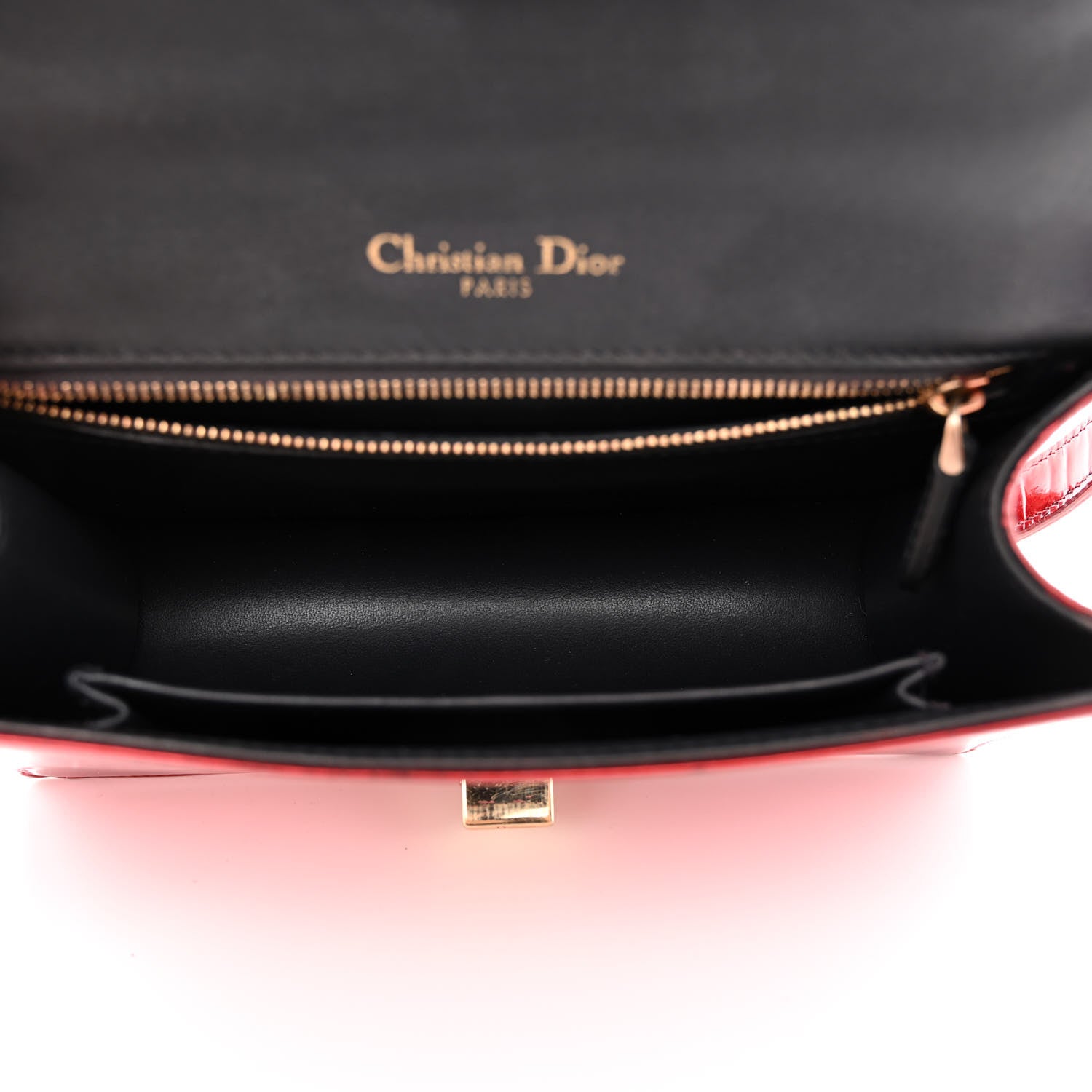 Christian Dior Metallic Patent Micro-Cannage Small Diorama Flap Bag Red 5 of 17
