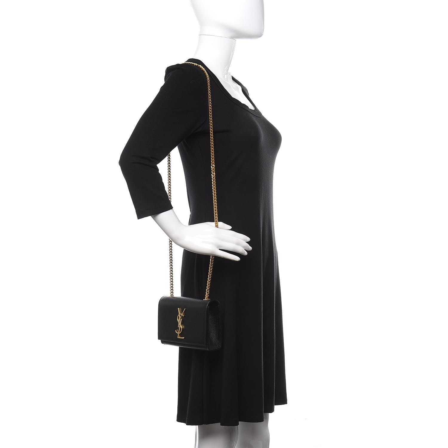 Saint Laurent Grain De Poudre Small Monogram Kate Satchel Black 2 of 9