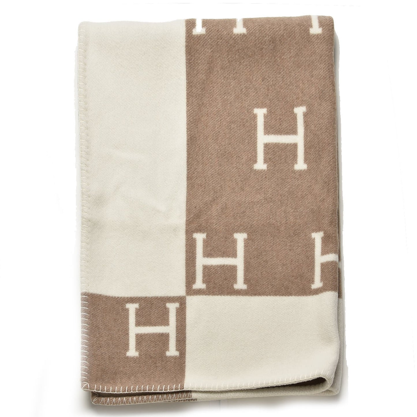 Wool Cashmere Avalon Baby Blanket Noisette Moyen White