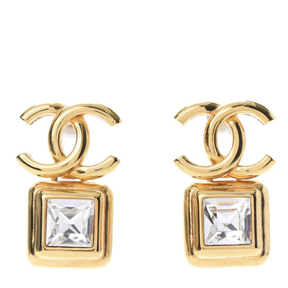 Chanel Large Crystal CC Drop Earrings Gold 1 of 6