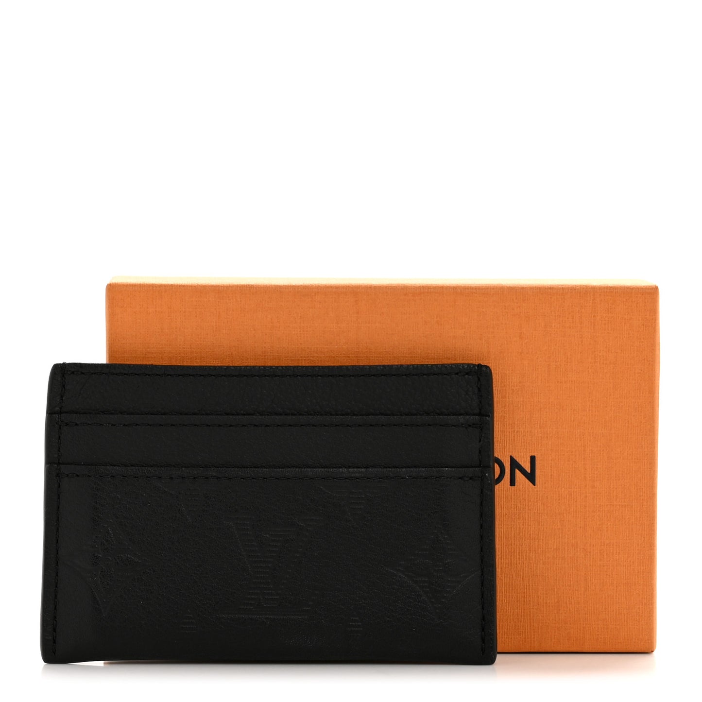 Calfskin Monogram Shadow Double Card Holder Black