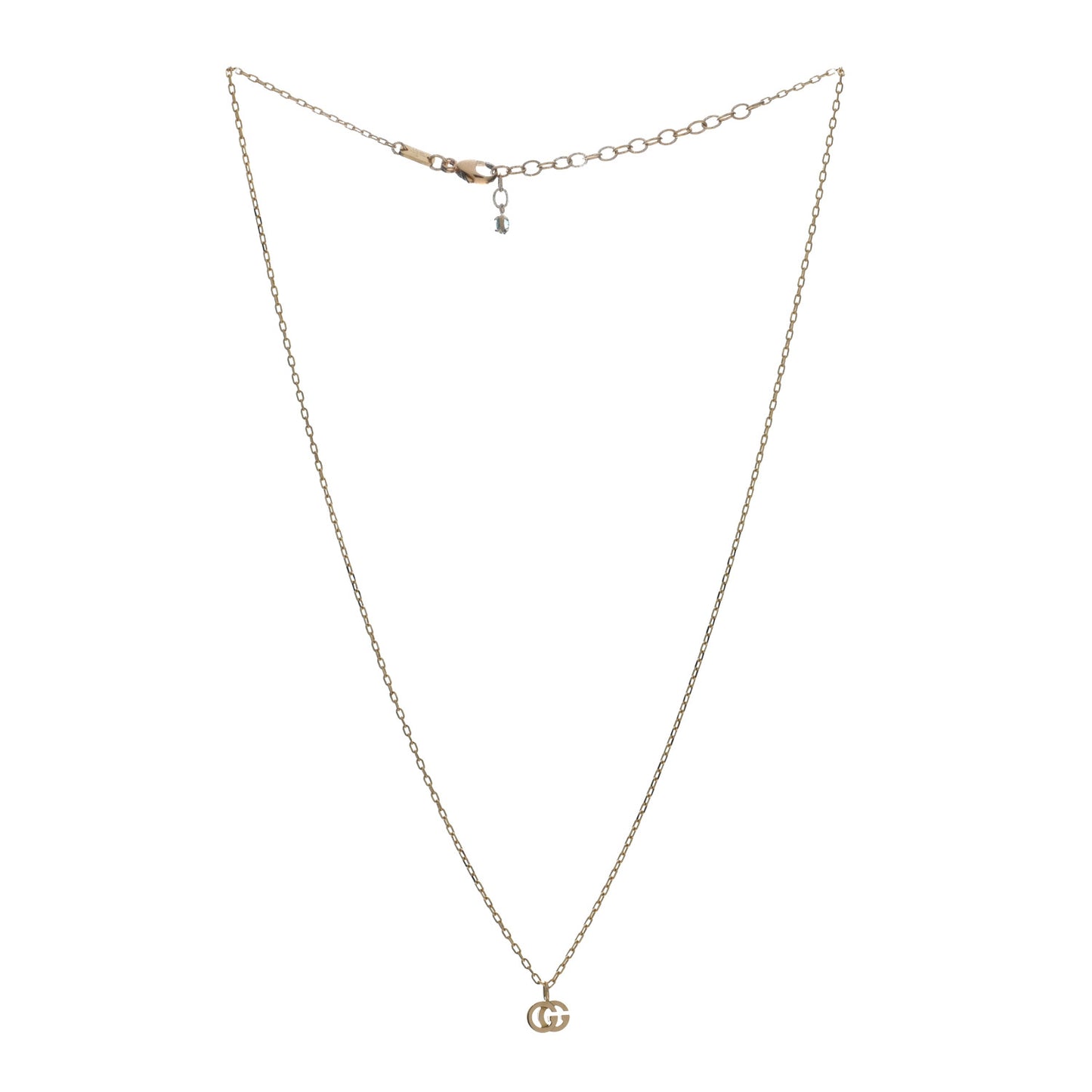 18K Yellow Gold Blue Topaz Running G Pendant Necklace