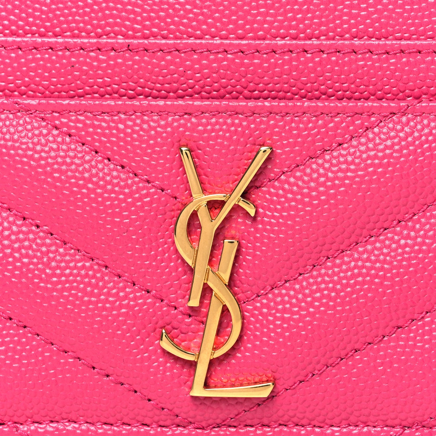 Grain De Poudre Matelasse Chevron Monogram Credit Card Case Fresh Fuxia