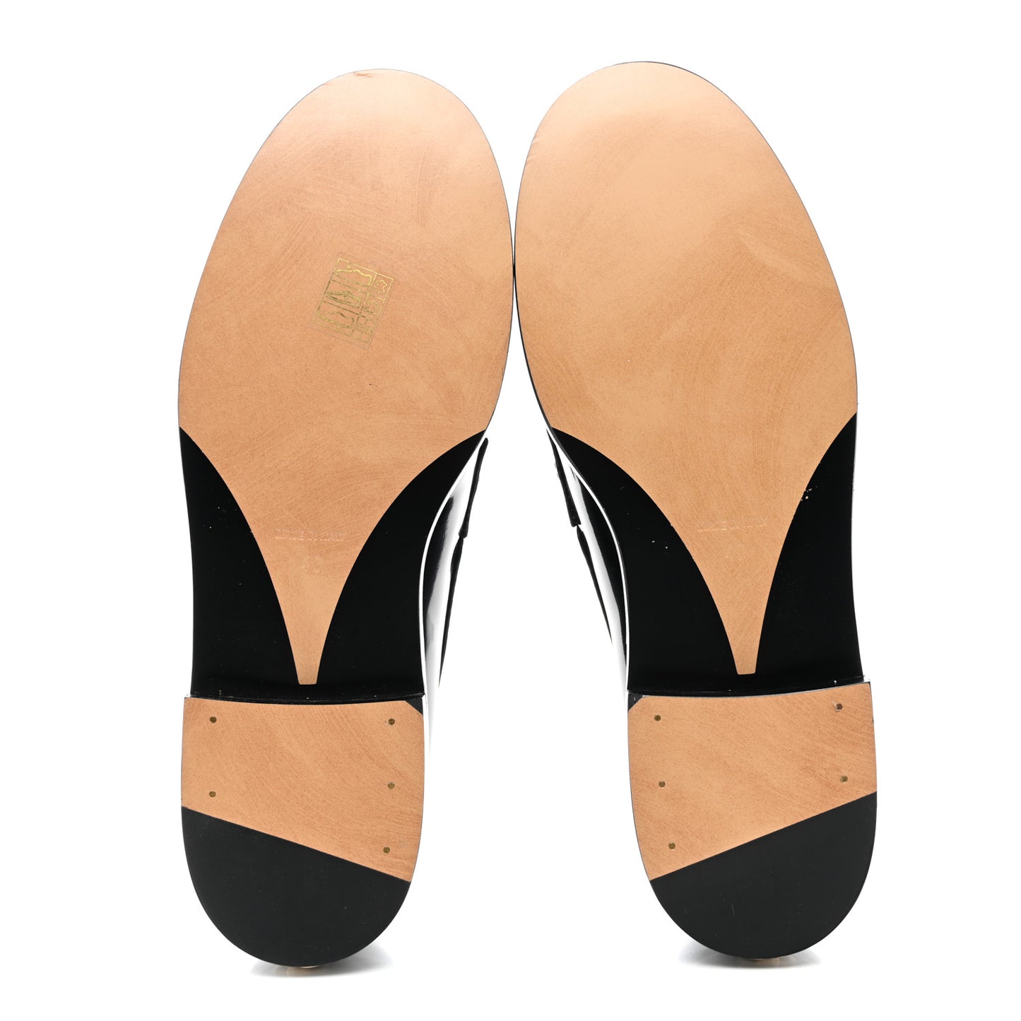 Shiny Calfskin Logo Loafers 40 Black