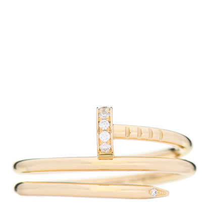 Cartier 18K Yellow Gold Diamond Double Juste Un Clou Ring 54 6.75 1 of 5