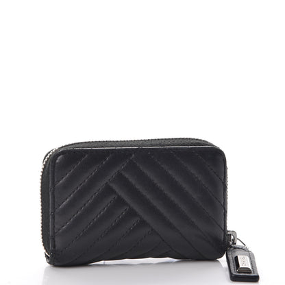 Chanel Lambskin Quilted Crossing Zip Around Coin Purse Black 3 of 10