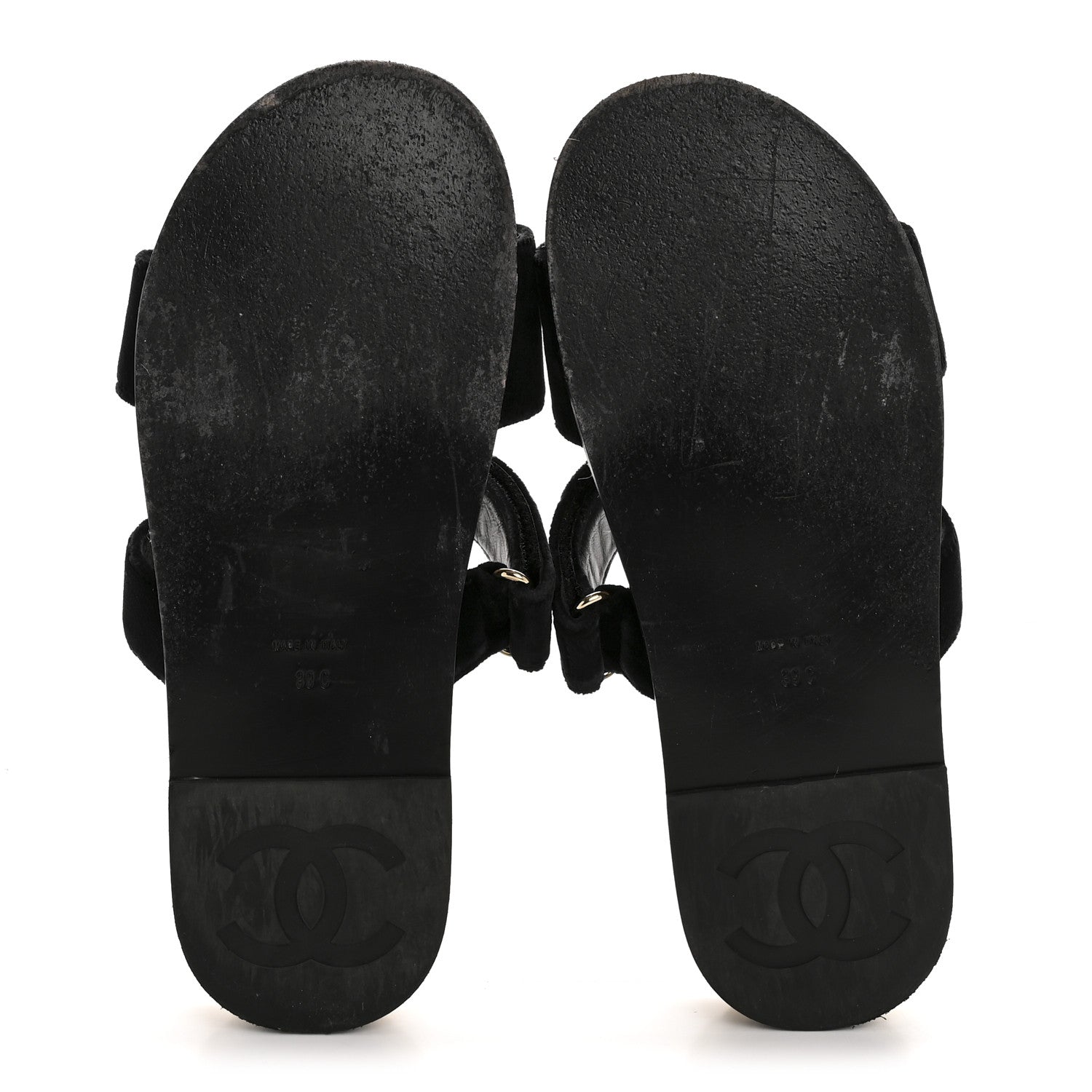 Chanel Velvet Elastic Flat Mules 39 Black 6 of 10
