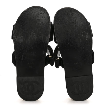 Chanel Velvet Elastic Flat Mules 39 Black 6 of 10