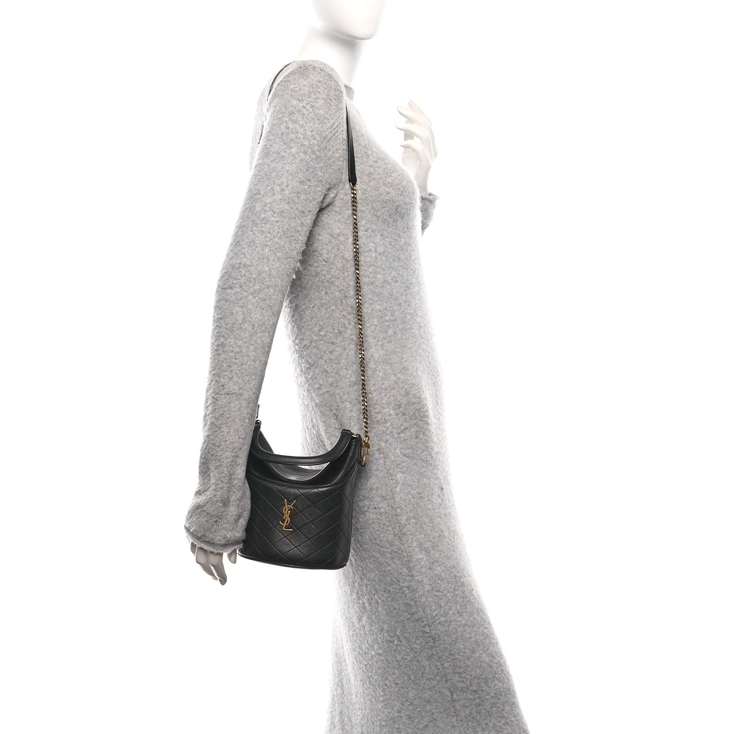 Lambskin Gabby Mini Bucket Bag Black