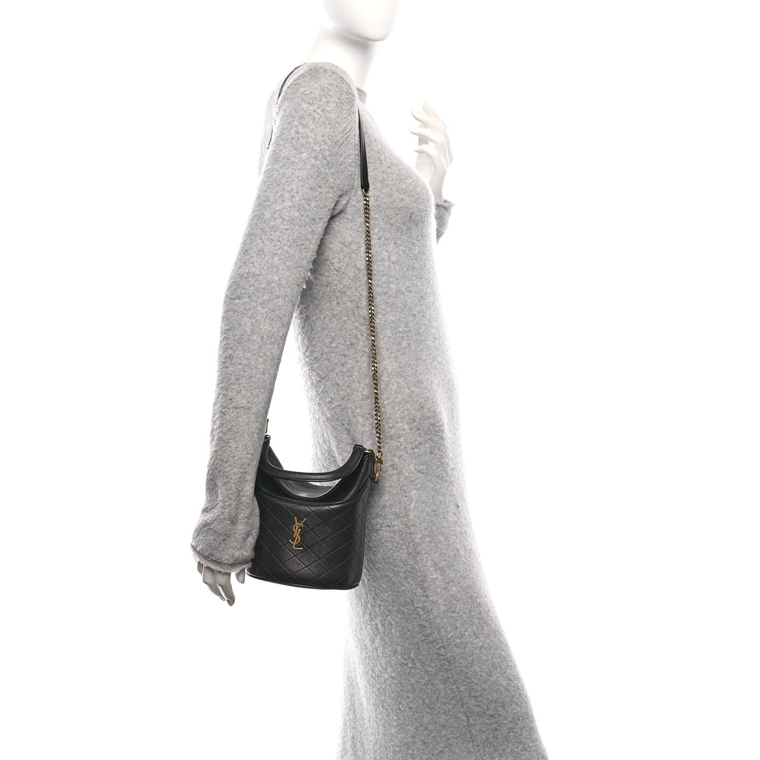 Saint Laurent Lambskin Gabby Mini Bucket Bag Black 3 of 10