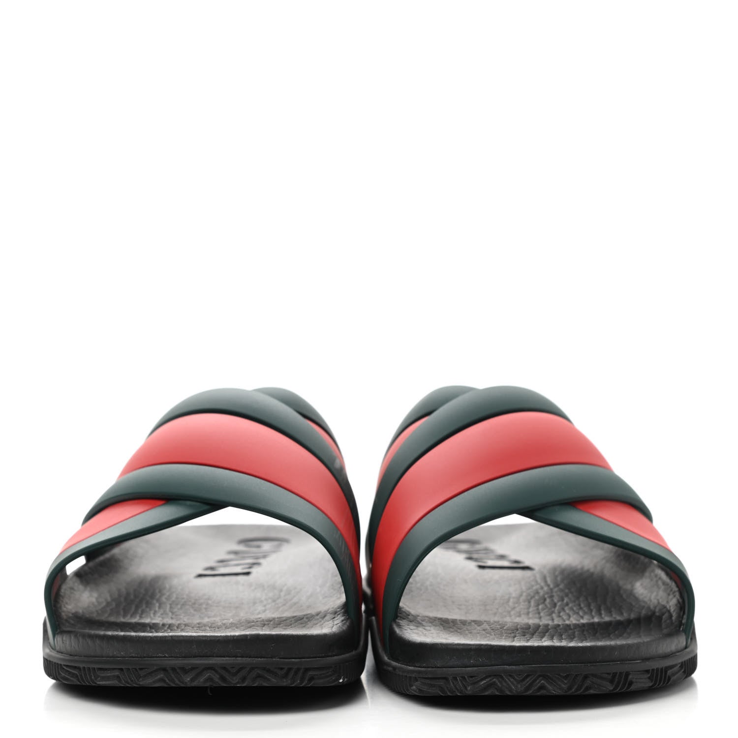 Gucci Rubber Web Mens Criss Cross Slide Sandals 7 Green Red 2 of 12