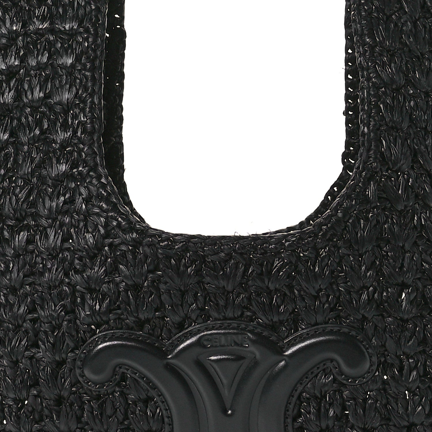 Celine Raffia Calfskin Triomphe Panier Hobo Bag Black 7 of 10