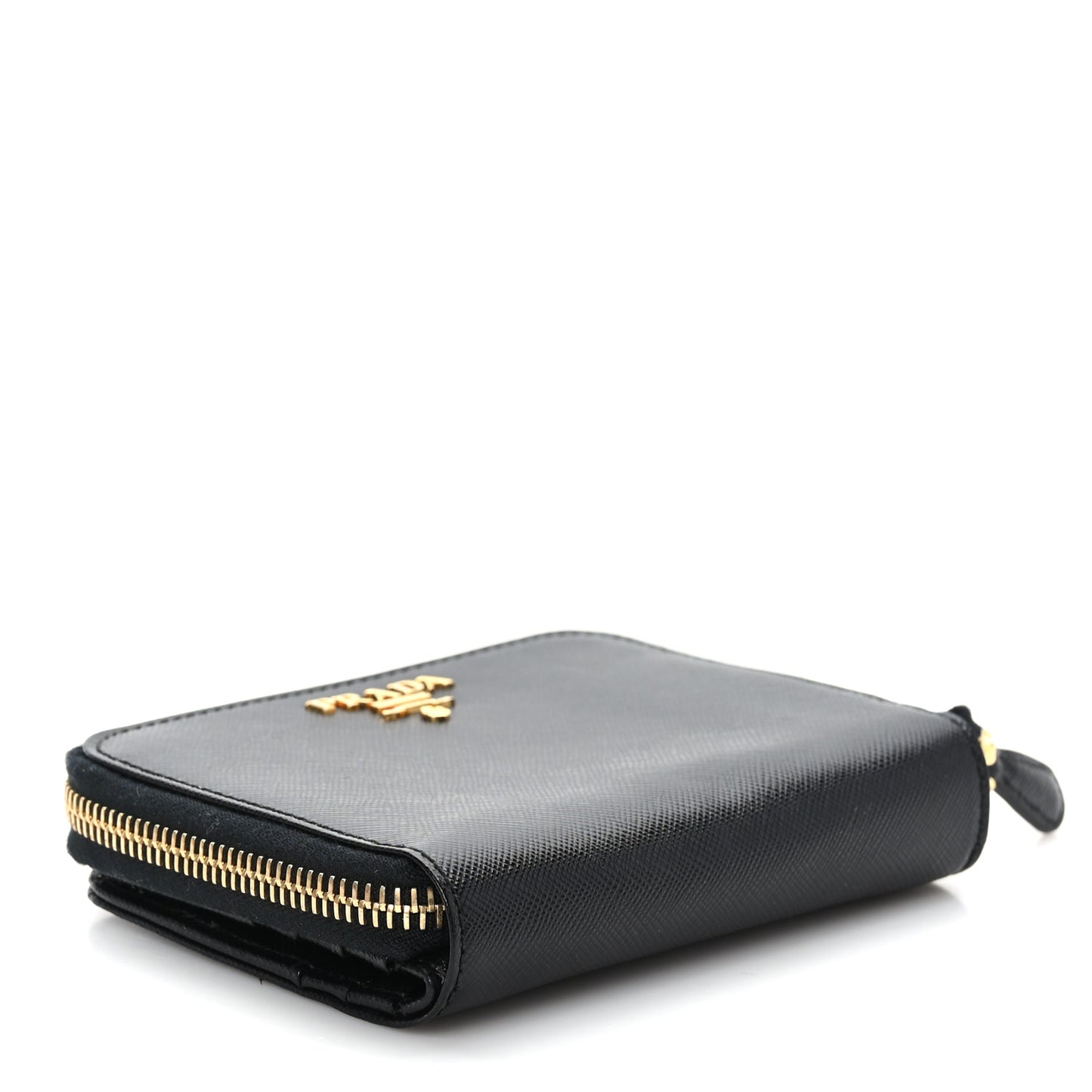 Saffiano Compact Zip Around Wallet Black