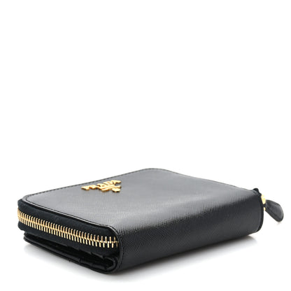 Prada Saffiano Compact Zip Around Wallet Black 4 of 8