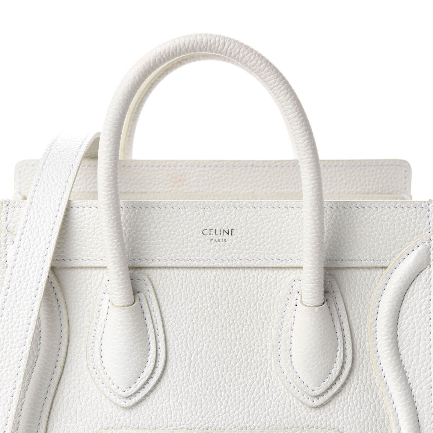 Drummed Calfskin Nano Luggage White
