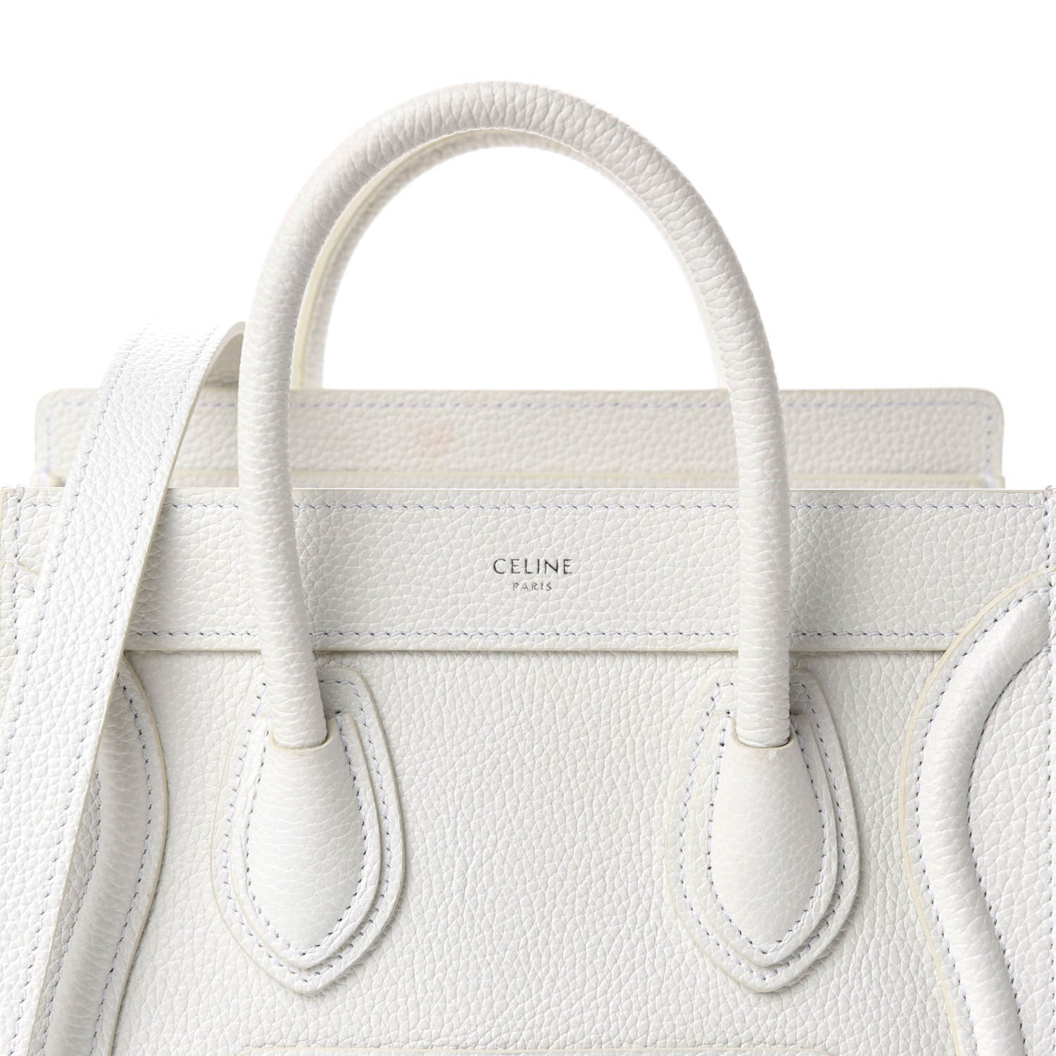 Celine Drummed Calfskin Nano Luggage White 14 of 15
