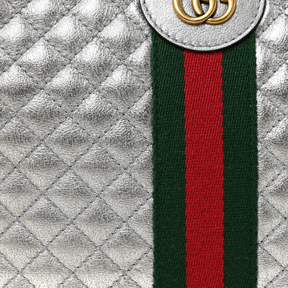 Gucci Laminated Nappa Web Trapuntata Small GG Shoulder Bag Argento 9 of 9
