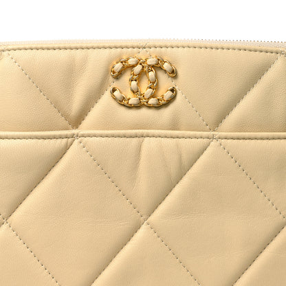 Chanel Shiny Goatskin Quilted Chanel 19 Pouch Beige 8 of 10